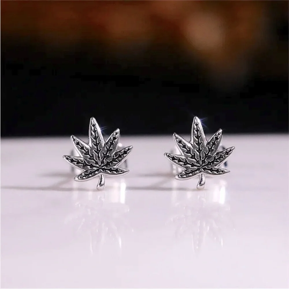 New Sterling Silver Leaf Studs